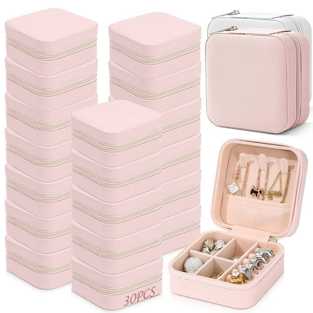 30 PCS Organizadora de Joyero de Viaje, Joyero para Mujer, Organizador de Collares, Portátil Estuche de Regalo para Dama de Honor, Sujeta Anillos, Pendientes, Ideal para Bodas y Viajes (Rosa-30PCS)