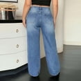 thumbnail image 4 of Karymi Jeans for Women Plus Size High Waist Straight Leg, Button Zip Fly Classic Five Pocket Denim Pants, Loose Full Length Wide Trousers, 4 of 6