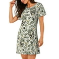 thumbnail image 2 of Rateoe Skull with Cash Print Women’s Nightdress – Cozy Cotton Short-sleeved Sleep Shirt, Loose-Fit Sleepwear, Perfect for Relaxing and Sleeping, 2 of 6