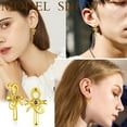 thumbnail image 2 of Ankh Cross Stud Eye of Horus Earrings Drop 925 Sterling Silver Men Women Ancient Egyptian Amulet Jewelry Gift, 2 of 7