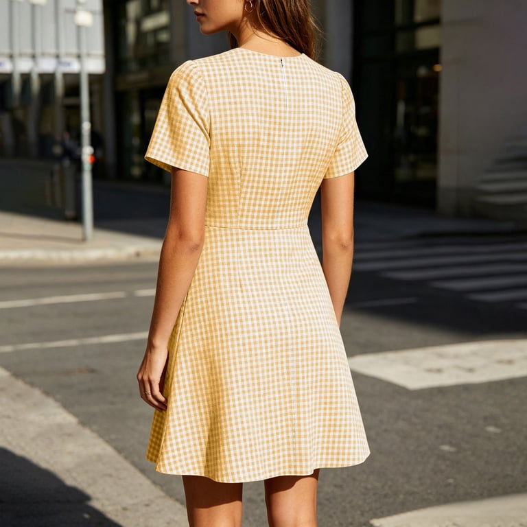 pastel yellow casual dress Yellow Cotton Gauze Mini Dress - Casual Dresses
