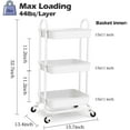 thumbnail image 2 of Utility Rolling Cart with Lockable Wheels, Multi-Purpose Storage Organizer, Serving Trolley with Mesh Basket for Home, Office, Kitchen, Bathroom (White), 2 of 7