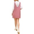 thumbnail image 3 of INSPIRE CHIC Women's Dress Fall Winter Suspender Corduroy Deep V Neck Sleeveless Casual Mini Pinafore Dress XS Pink, 3 of 6
