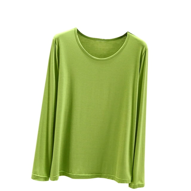 MeetoTime Chemises à Manches Longues et Col Rond pour Femmes Confortables sous-Vêtements Doux Couleur Unie