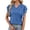 Blue, variant on Summer V-Neck T Shirts for Women Puff Sleeve Casual Blouses Tops Solid Color Soft Comfy Boho Tees White XXL