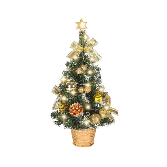 15.7" Mini Christmas Tree 2025, Tabletop Christmas Tree with LED for Indoor Christmas Decorations Holiday Party Ornagment, Christmas Centerpieces for Tables