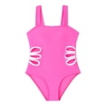 thumbnail image 4 of BOBOGOJP Girls Swimsuit Solid Color Cut Out One Piece Bathing Suit with Chest Pad Adjustable Strap Round Neck Girls' Swimwear Hot Pink for Size 9-10 Years, 4 of 9