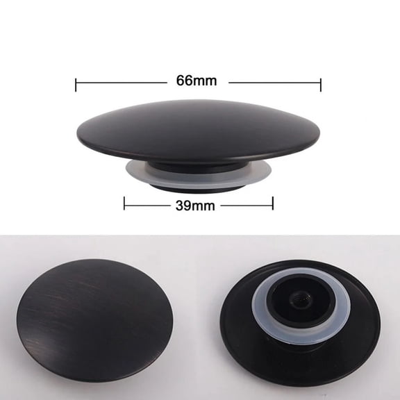 1pc 66mm Bathroom Sink Pop Up Drain Filter Push Button Sink Stopper Matte Black Replacement Drain Plug for Kitchen Bathroom Bath