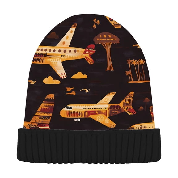 joogoo Totem Airplane Beanie Hats Cuffed Winter Warm Knit Thick Beanies