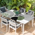 thumbnail image 2 of Boho Geometric Table Cloths for 6 Foot Rectangle Tables, Green Ethnic Abstract Stripes Motifs Patio Waterproof Elastic Fitted Tablecloths, Washable Rectangular Table Cover for Camping, 2 of 8