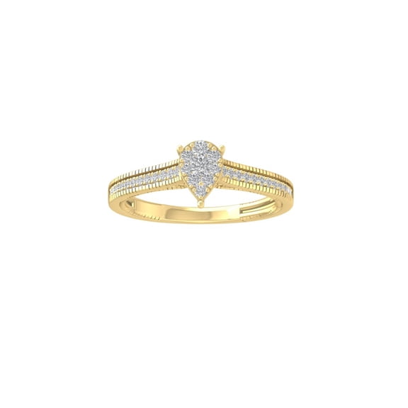 ARAIYA FINE JEWELRY 10K Yellow Gold Round Cluster Lab Grown Diamond Engagement Ring (1/3 cttw, VS Clarity, D-F Color) Size 6.5