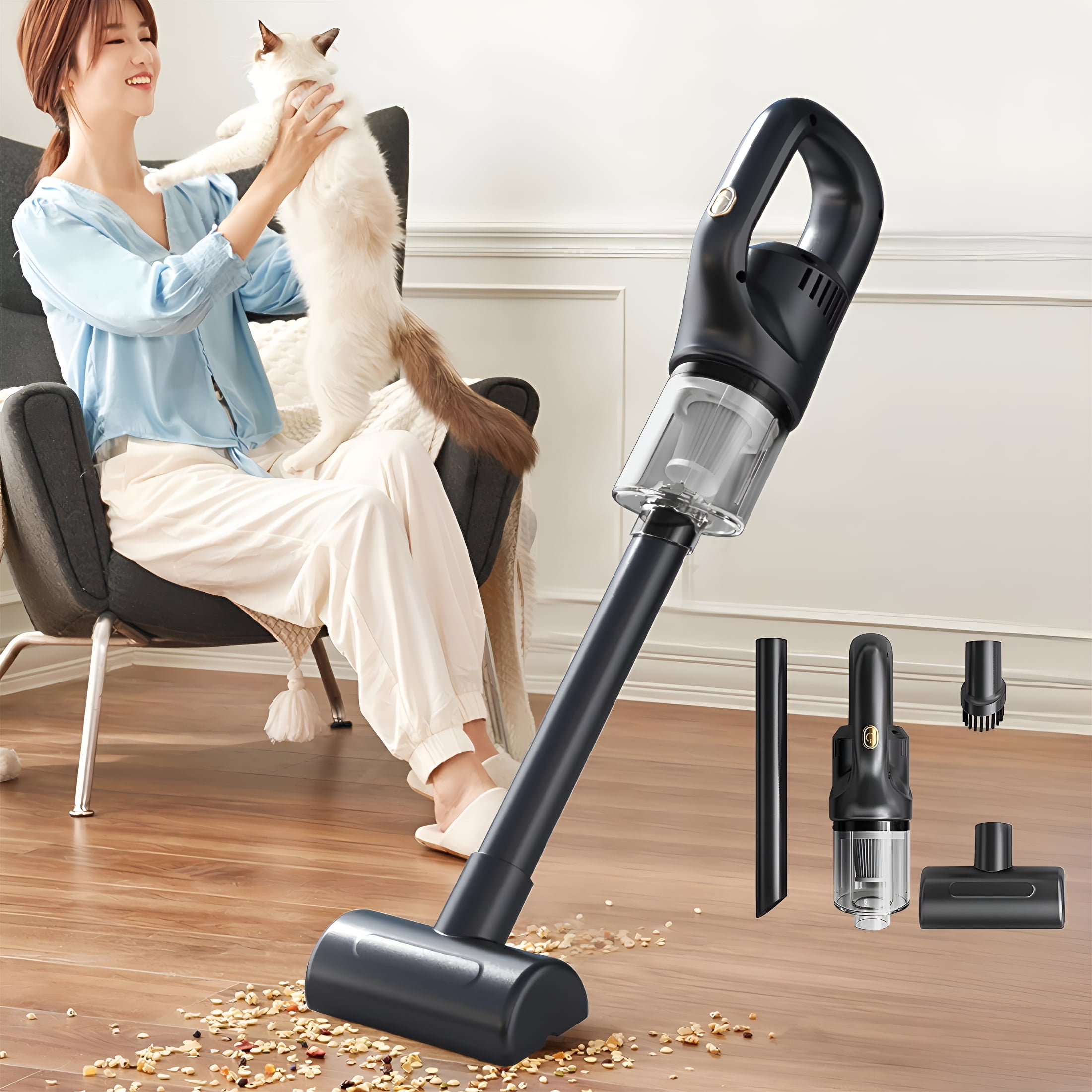 ZEPARO Handheld Vacuum Cordless,10000PA Powerful Suction Handheld Vacuum Cleaner for Car&Home&Office Pets Hair Cat Litter Cleaning,Cordless Hand Held Vacuums,Type-C Fast Charging