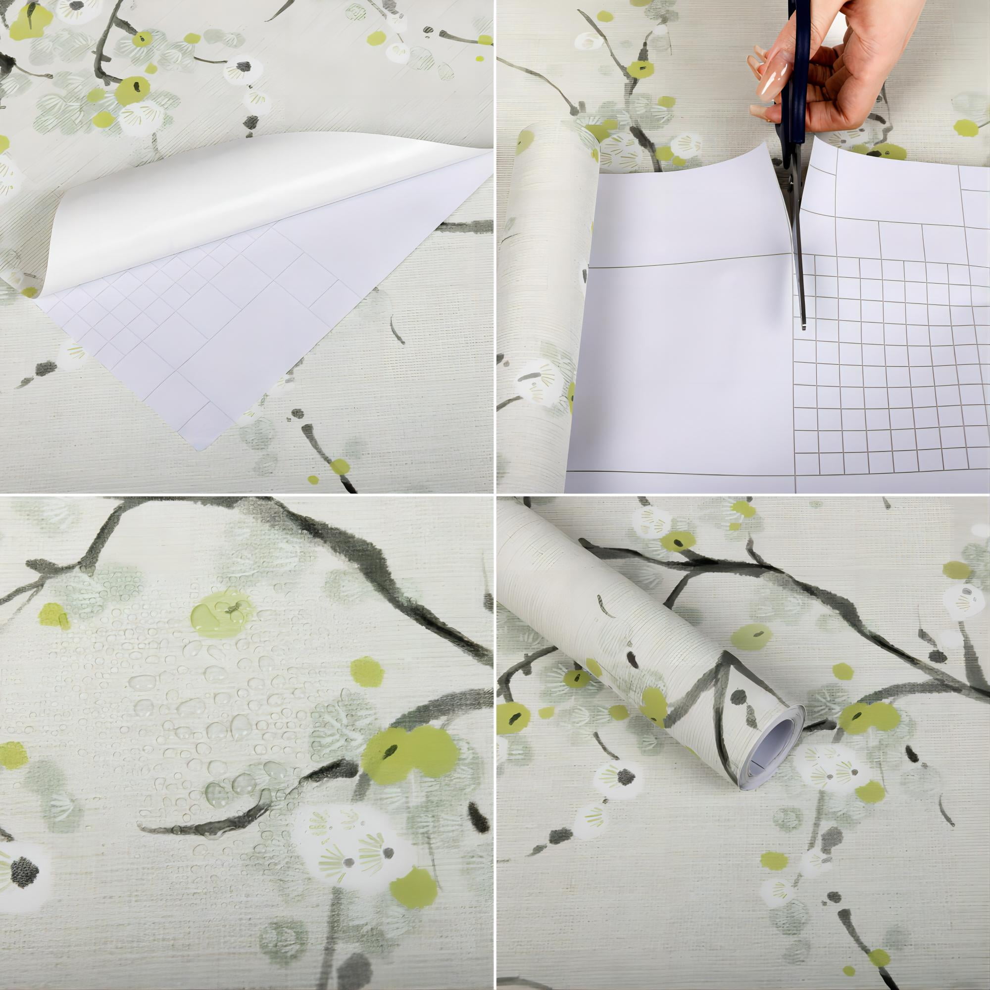 (3 pack) Abyssaly Floral Wallpaper 17.7" x 118" Peel and Stick Wallpaper Removable Self Adhesive Plum Wall Paper Decorative Wall Paper for Bedroom Living Room Home Decor