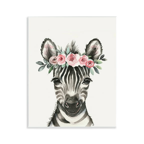Stupell Industries Nursery Floral Zebra Animals Painting Unframed Art Print Wall Art, 11 x 14