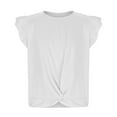 thumbnail image 6 of ADSSDQ Girl's Short Ruffle Sleeve Summer Shirts Top Tie Front Knot Tops Tee T Shirt for 7-8 Years White, 6 of 7