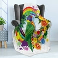 thumbnail image 4 of Parrot Soft Flannel Fleece Throw Blanket, Animal Lorikeet in Rainbow Circle Palm Trees Tropical Plants Flowers Art Print, Cozy Plush for Indoor and Outdoor Use, 50" x 60", Multicolor, by Ambesonne, 4 of 5
