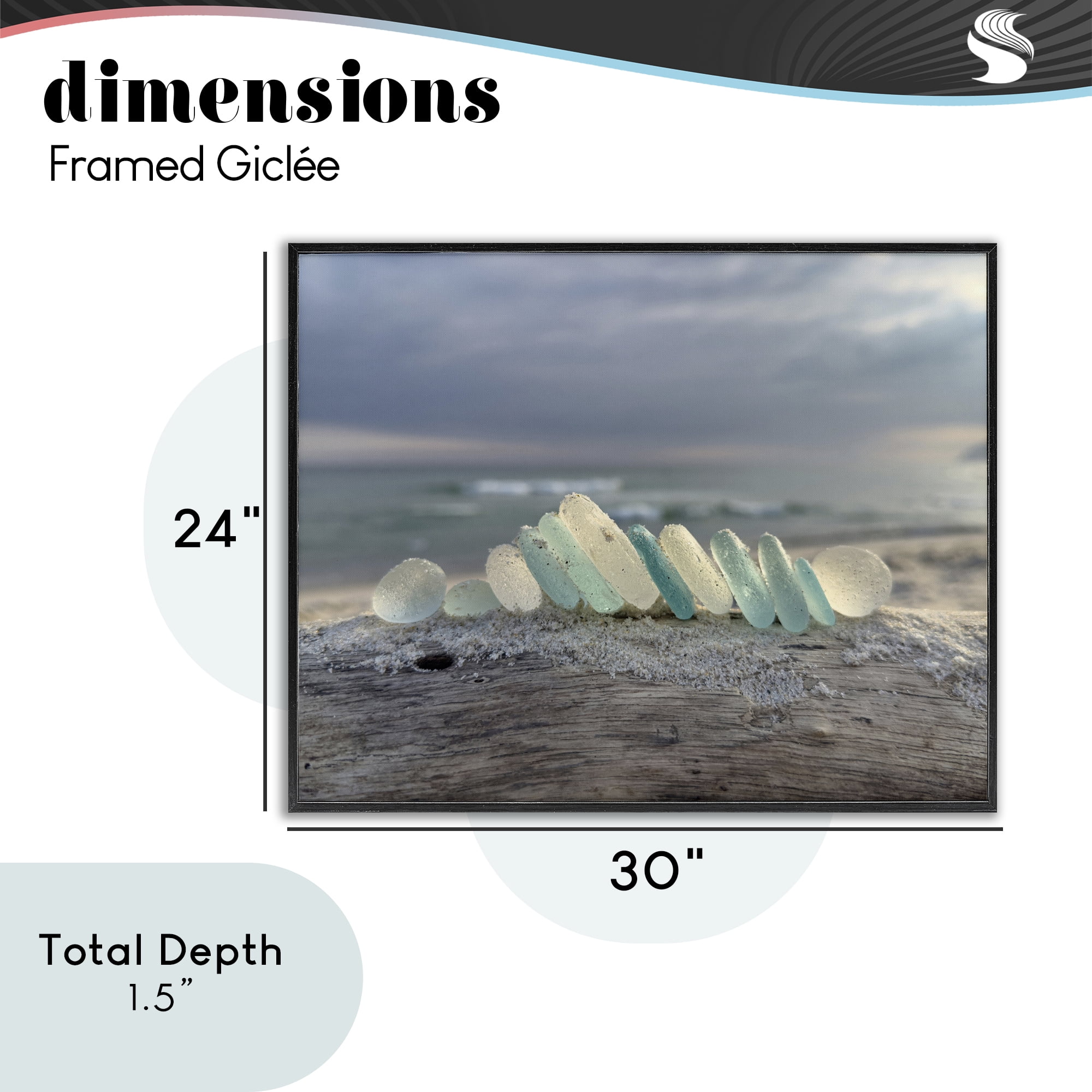 Stupell Industries Sea Glass On Driftwood Black Framed Giclee Art, design by LMarie Allen