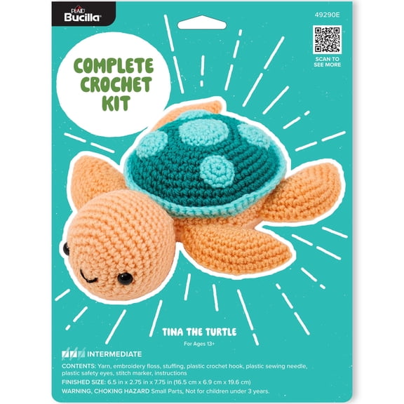 Bucilla Amigurumi 5" Complete Crochet Kit, Tina the Turtle