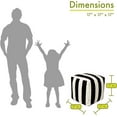 thumbnail image 2 of Majestic Home Goods Vertical Stripes Indoor/Outdoor Stuffed 17x17x17 Inches-Bean Bag Floor Foot Rest–Sitting Pouf Chair for Living Room–Nursery Pillow Ottoman, 17" x 17" x 17", Black/Cream, 2 of 9
