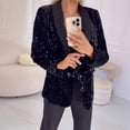thumbnail image 3 of Sequin Suit Coat Women Suit Coat Lapel Long Sleeve Button Suit Jacket Glitter Sequins Autumn Winter Business Outerwear Street Party Wear Lapel Jacket, 3 of 8
