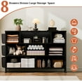 thumbnail image 5 of Dresser for Bedroom with 8 Drawers, Dresser TV Stand with LED Lights and Power Outlets, Fabric Chest of Drawers with Side Pocket for Living Room, Entryway, Bedroom Furniture (Black Wood Grain), 5 of 14