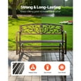thumbnail image 2 of KFFKFF Outdoor Bench, 50-inch, Durable Carbon Steel Frame with Cast Iron Backrest and Rounded Armrests, Weather-Resistant Seating for Patio, Garden, Park, Yard, Porch, Antique Bronze Finish, 2 of 9