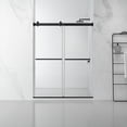 thumbnail image 3 of Vinnova Spezia 64" W x 76" H Double Sliding Frameless Glass Shower Door in Matte Black, 3 of 14