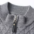thumbnail image 4 of Hinvhai Men's Quarter Zip Pullover Sweaters Cable Knit Texture Slim Fit Mock Neck Sweaters Gray 10(XL), 4 of 8