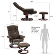 thumbnail image 4 of Mcombo Swivel Recliner with Ottoman, Wood Base, for Living Room, Chenille Fabric 4919 (Dark Brown), 4 of 7