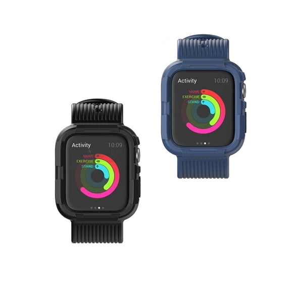 FNNMNNR Designed for Apple Watch Rugged Protective Case with Strap Band (Blue,40mm)