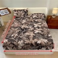 thumbnail image 3 of ZIATUBLES Twin Size Bedding Sheets, Soft Cooling Polyester Bed Sets, 3-Piece Sets with 1 Elasticed Fitted Sheet and 2 Pillowcases, Chic Home RV Decor Accessories, Maple Leaf Branch Camouflage Print, 3 of 9