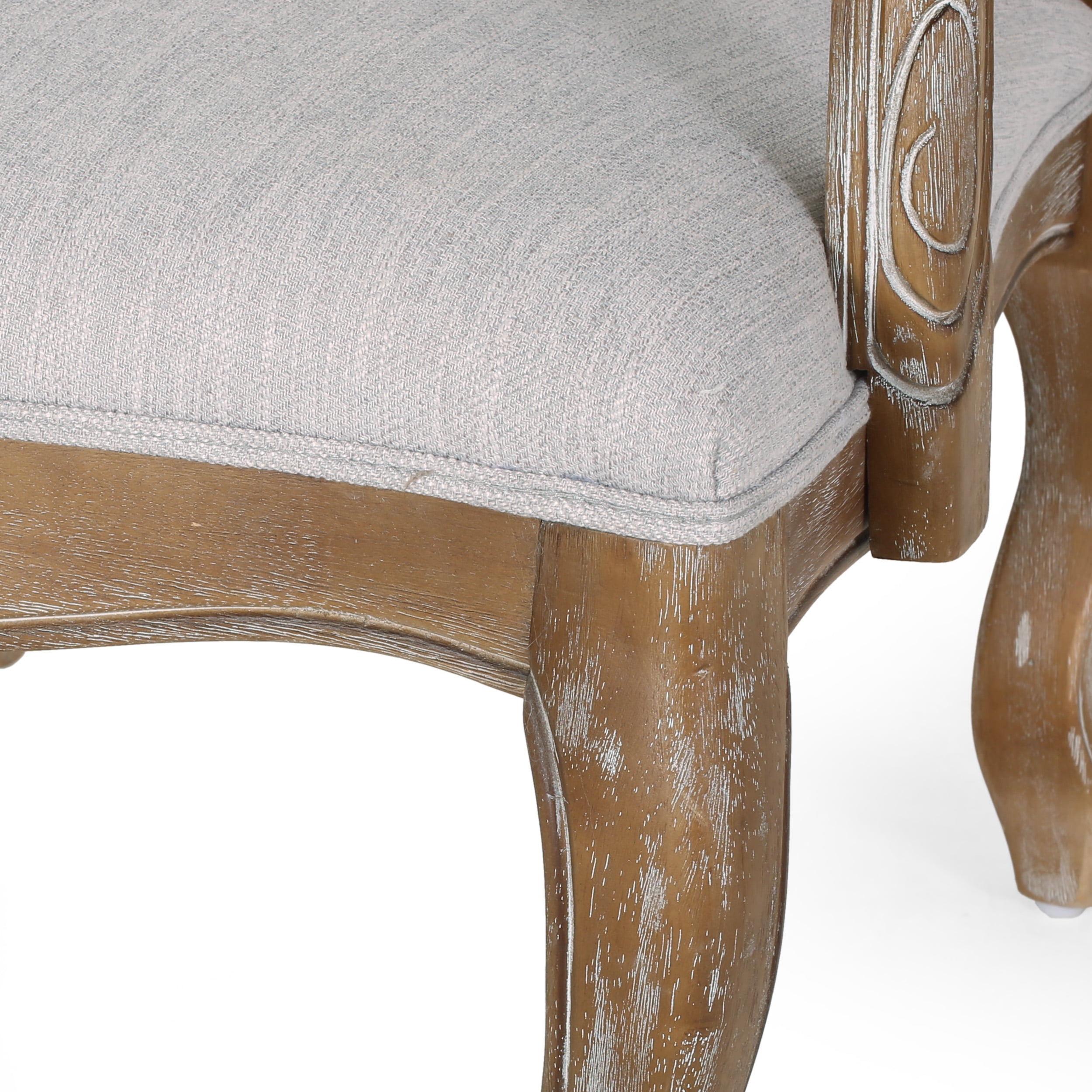 Noble House Joni Indoor French Fabric Dining Chair, Set of 6, Light Gray