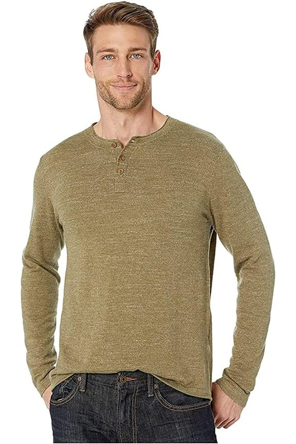 Men's Long Sleeve Welterweight Henley, Heather Olive, XXL
