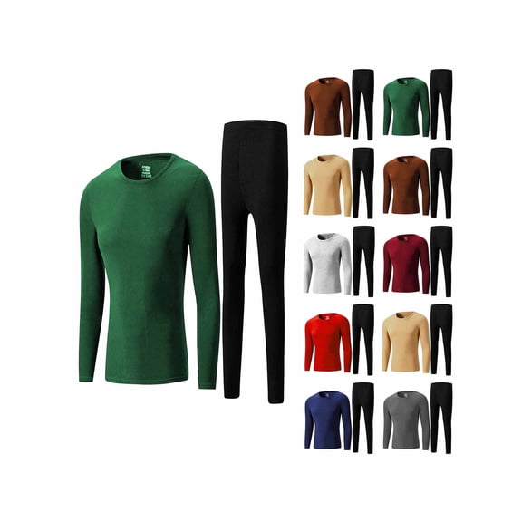 ZUBMGKTE Mens Thermal Underwear Set Fleece Lined Long Johns Base Layer Top Bottom Cold Weather Gear for Hunting Running Skiing