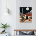 thumbnail image 4 of ONETECH  Framed Canvas Print Wall Art Cactus Desert Mountain Range Nature Wilderness Illustrations Decorative Bohemian Rustic Mid-Century Modern Desert Landscape for Bedroom NATURAL, 4 of 5