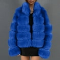 thumbnail image 4 of Winter Coats for Women Zpanxa Women Solid Color Long Sleeve Shaggy Lapel Faux Fur Coat, Warm Short Jacket Outwear, Oversized Lapel Outwear Jackets Blue B S, 4 of 4