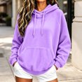 thumbnail image 4 of Vixolx Casual Solid Hoodies for Women Drawstring Fleece Hooded Sweatshirt with Kangaroo Pocket Fall Winter Long Sleeve Pullover, 4 of 7