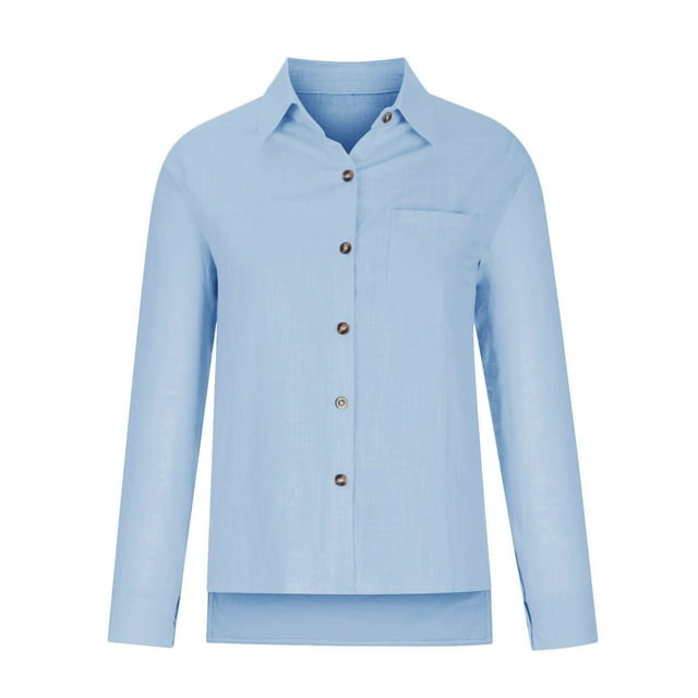 Chemises Décontractées à Col en V pour Femmes avec Poche Manches Longues Demi-Manches Chemises de Camping pour Femmes pour Printemps Été Confortables Col Rond Bouton