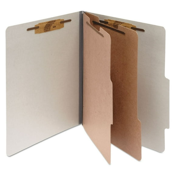 ACCO A7015056 3 in. Expansion Pressboard Letter Size 6-Fastener Classification Folders - Mist Gray Exterior (10/Box)