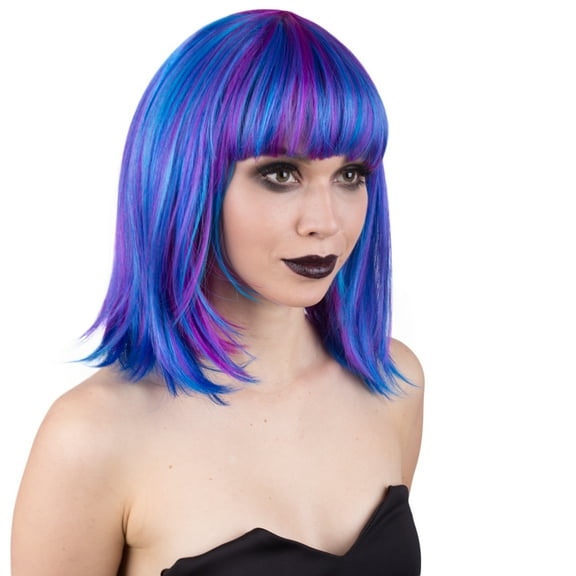 HPO Adult Women Multicolor for Halloween Wig, Made of Synthetic Fiber Wig
