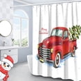 thumbnail image 2 of JOOCAR Christmas Shower Curtain, Retro Red Truck Carrying Christmas Tree Merry Christmas Shower Curtain for Home Bathroom Waterproof Festive Decoration, 2 of 5