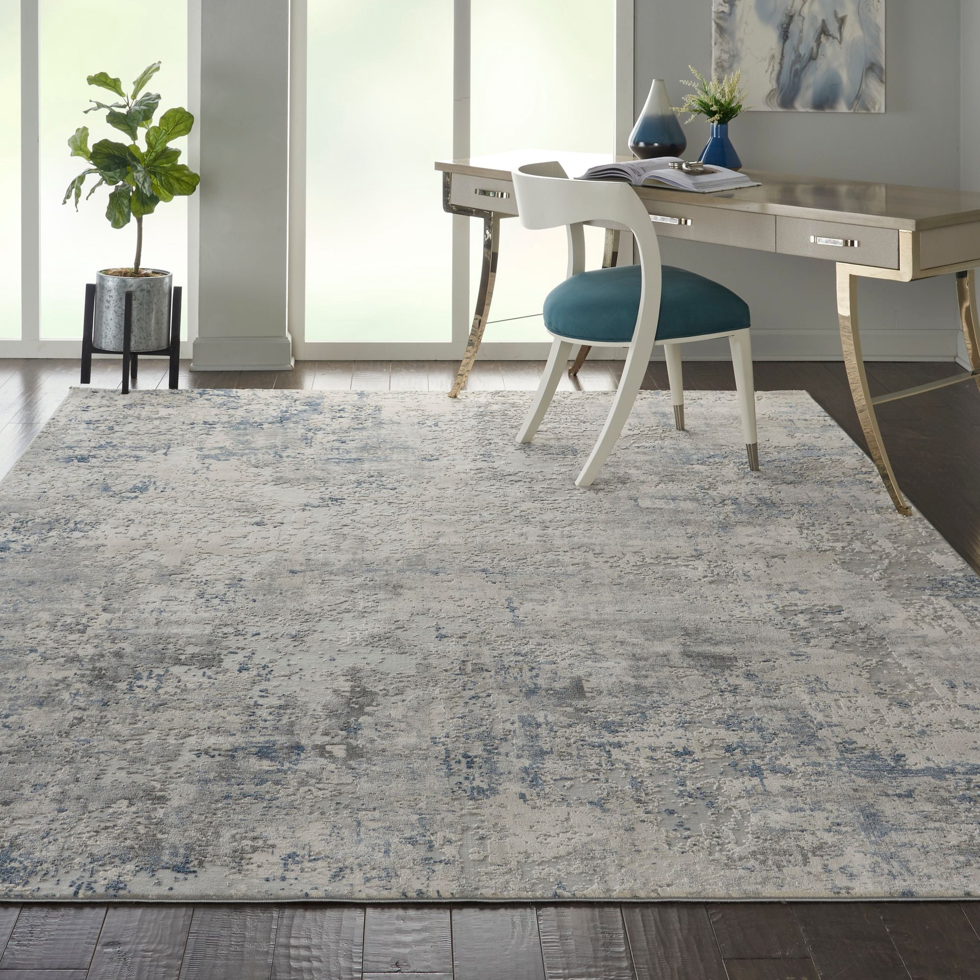Nourison Rustic Textures Modern Indoor Area Rug Ivory/Grey/Blue 7'10" x 10'6"