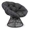 thumbnail image 1 of Gymax 360-Degree Swivel Papasan Chair Round Wicker Lounge Chair w/Thick Cushion&Metal Frame Gray, 1 of 10