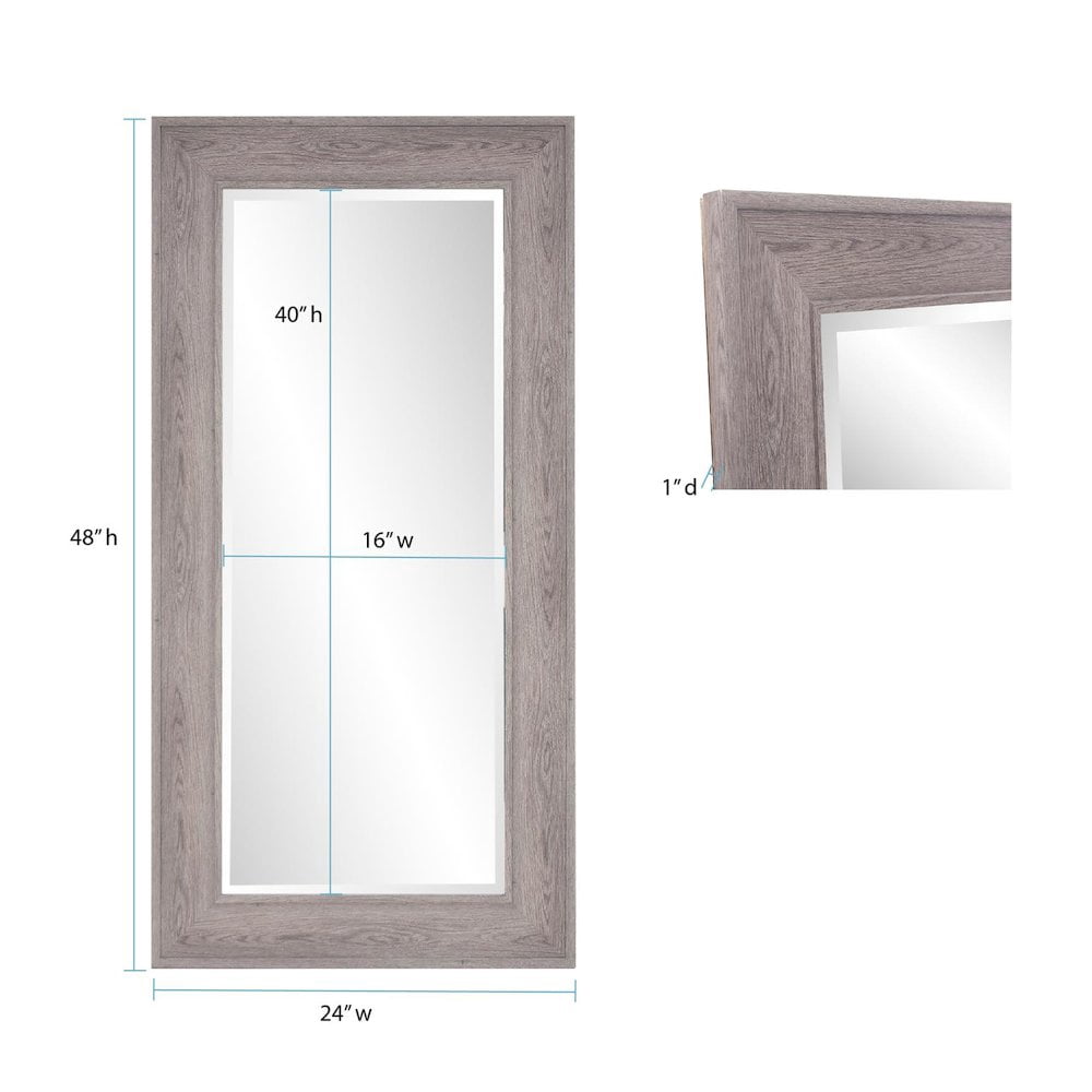 Tyler Dillion Gray Rectangular Faux Wood Grained Beveled Wall Mirror 36"H x 24"W