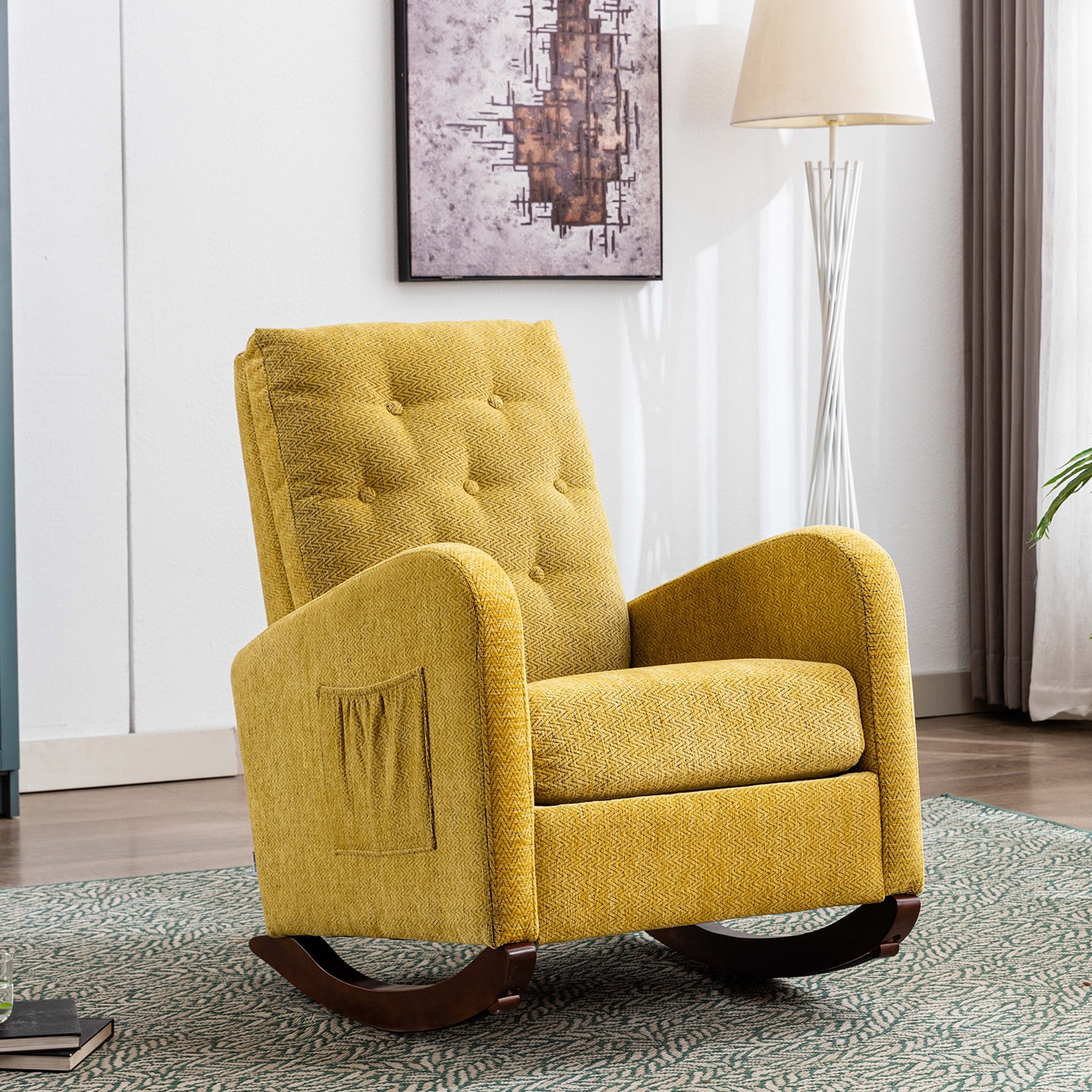 Rocking Chair,Upholstered Glider Rocker Accent Chair for