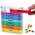 thumbnail image 2 of FNNMNNR Portable Weekly 7 Days Pill Box Colorful Design Stackable 4 Times a Day Medicine Storage Dispenser/Pill Organizer Boxs, 2 of 10