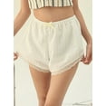 thumbnail image 3 of Musuos Women’s Lace Trim Shorts Elastic High Waist Little Bow Fitted Lounge Short Pants for Casual Daily, 3 of 9