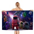 thumbnail image 1 of Among Us Toalla de playa de secado rápido con diseño temático, regalo para mujeres y niñas, ideal para cumpleaños, fans, amantes de la música, uso en la playa o al aire libre, 78 × 160 cm, 1 of 6