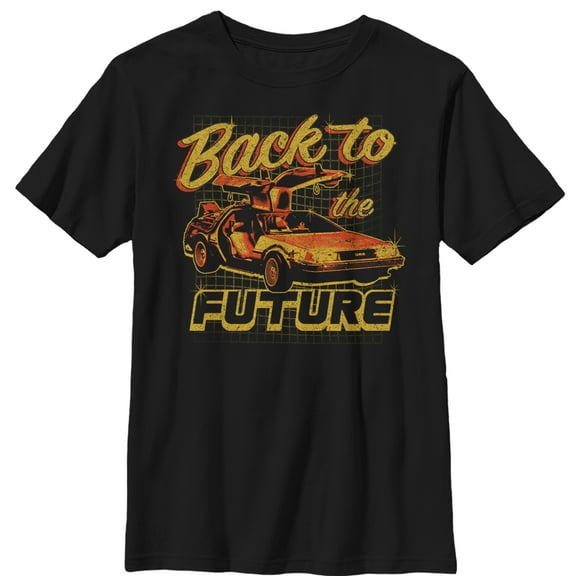Boy's Back to the Future DeLorean Schematic Print  Graphic Tee Black Medium