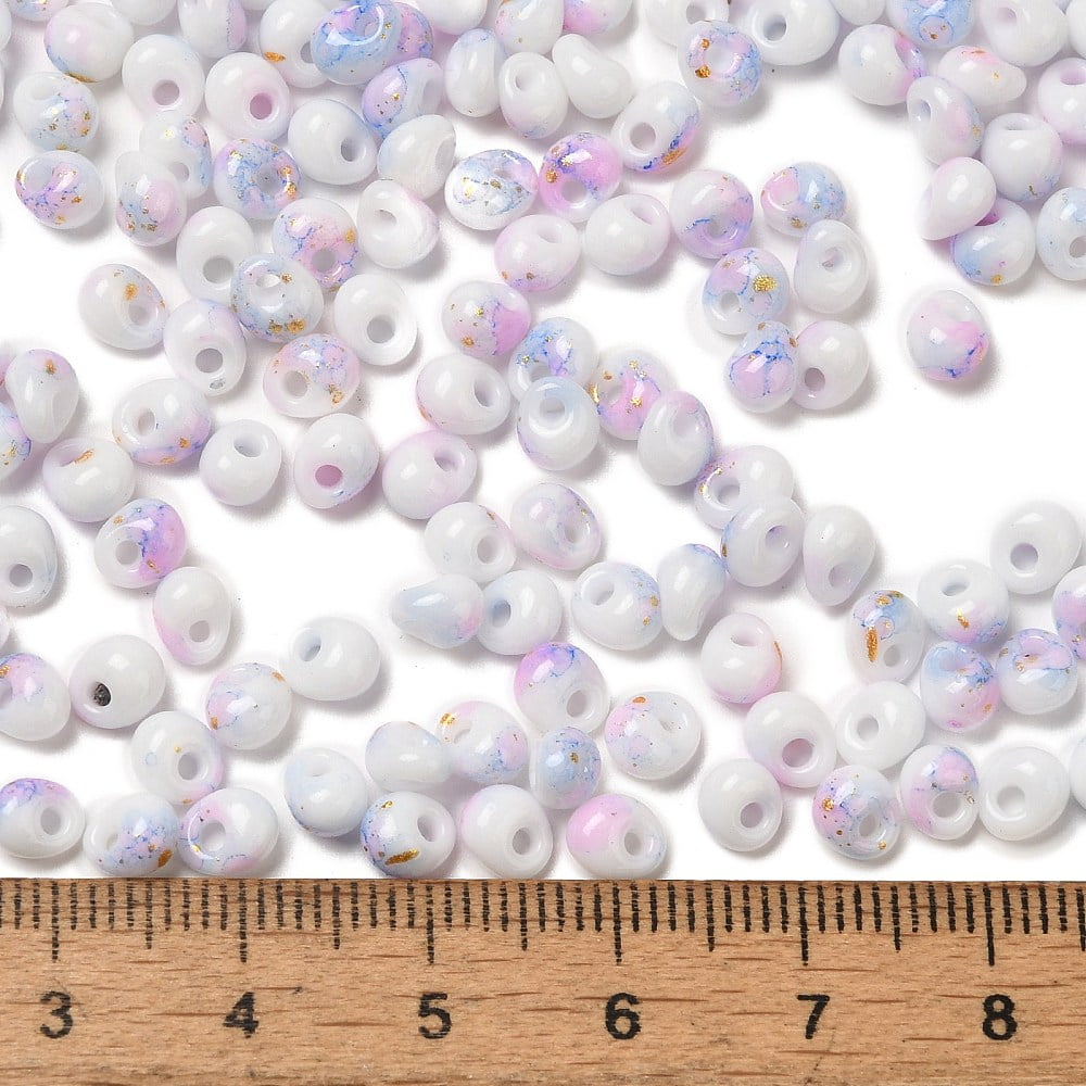 1Pound Baking Paint Glass Seed Beads Round Hole Teardrop Violet 5~5.5x4~5x3~3.5mm Hole: 1.2mm 2500pcs/pound
